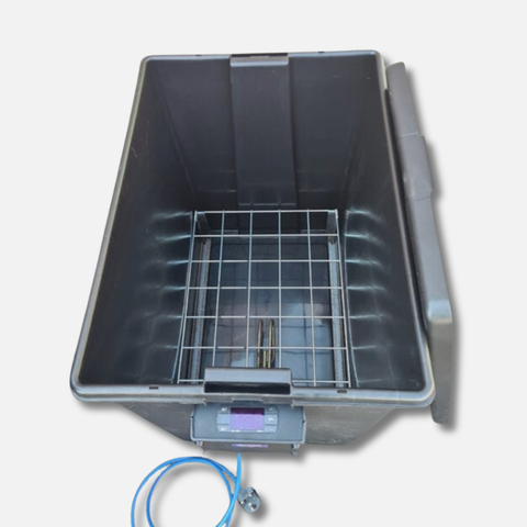 Site curing tank with lid, digital heating control and power cable