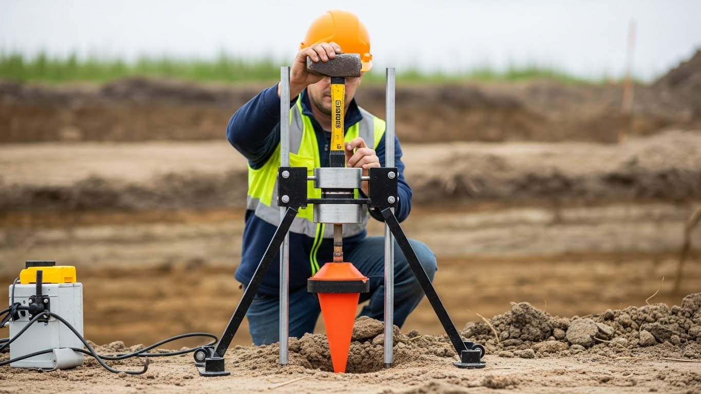 Concrete Slump Test in Progress